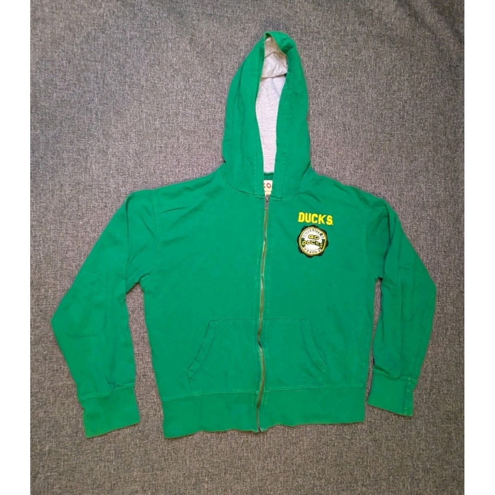 Vintage University Of Oregon Go Ducks Spellout Logo Zip Hoodie Sweatshirt Large